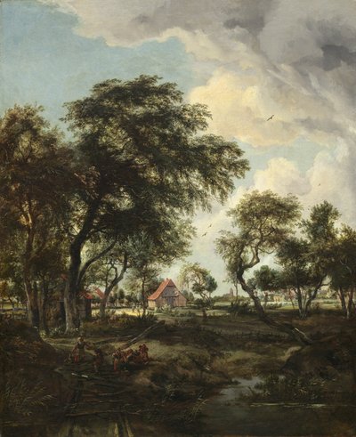 Een boerderij in het zonlicht, 1668 door Meindert Hobbema